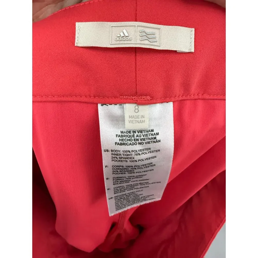 adidas Coral Golf Skort 8 Built-In Shorts Performance Stretch Athletic Skirt